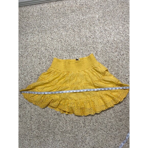 American Eagle Eyelet Lace Tiered Floral Ruffle Mini Skirt Yellow - Picture 7 of 7